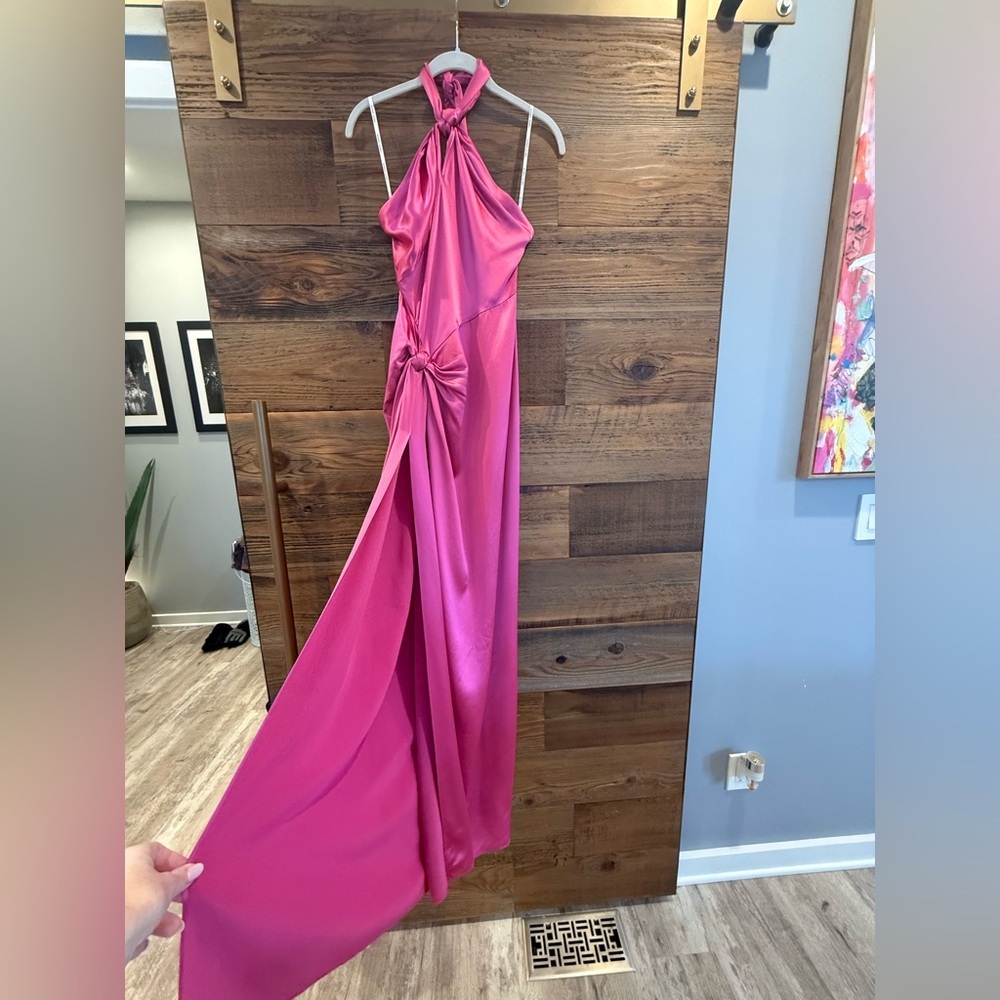 Ronny Kobo Collection Zadena Backless Vibrant Pink Maxi Halter Dress - Picture 8 of 15